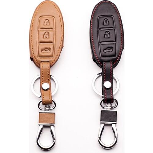 High-quality car leather remote control car key cover for Nissan Tiida Livina X-Trail T31 T32 Qashqai Teana three 3 buttons