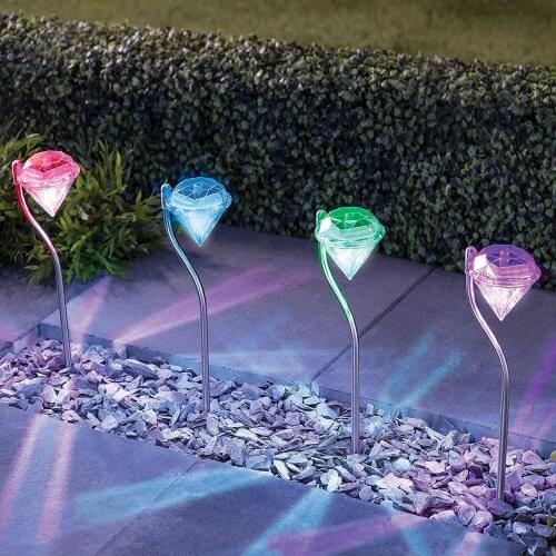 Yohencin 4 PACK Solar Lights Garden LED Colour Changing Diamond Solar Lights for Garden, Patio, Yard, Flowerbed, Parties