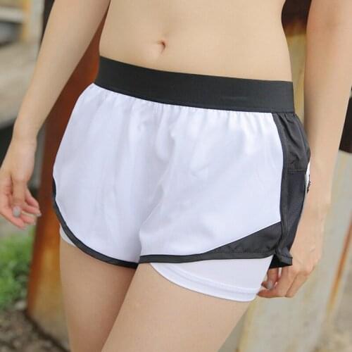 Sports Shorts Female Fake Two Pieces with Pockets Loose and Quick-Drying Running Slim Yoga Anti-Glare Fitness Shorts