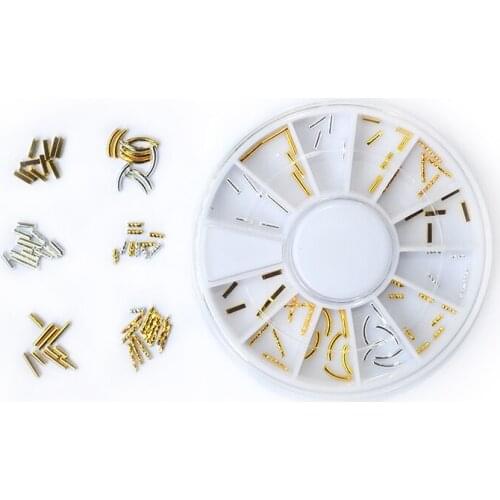 YZWLE 1 wheel Latest Japanese Style Nail Art Jewelry Decoration Gold Silver Bar DIY Foil Nails Fashion Tips#YZW-JYT