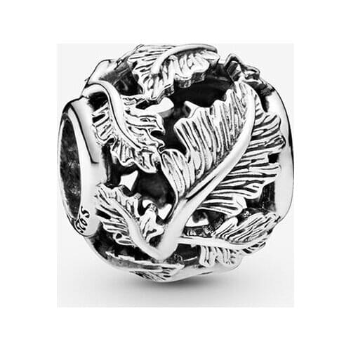 100% 925 Sterling Silver Openwork Leaves Charm Metal Beads Fits Original Pandora Bracelet Women DIY Jewelry Making Bijoux