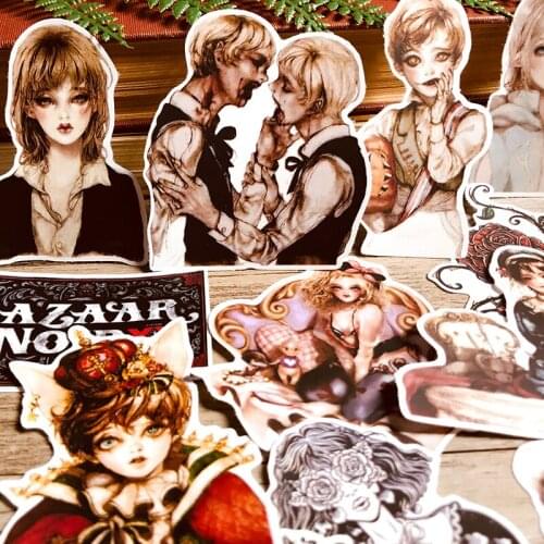 16PCSHand account sticker character dark system hand account wake up mobile phone shell diary DIY decorative stickers