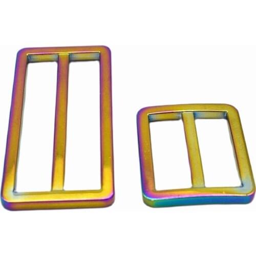 25-50mm Rainbow Belt Buckle Double Bar Buckle Adjuster Buckle Rectangle Purse Buckles for straps Replacement Handbag webbing