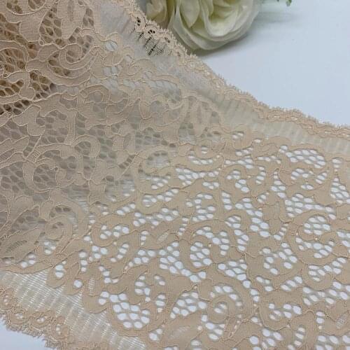 3y/lot Width 17.50cm Apricot Elastic Stretch Lace trim Skirt Hem Underwear Sewing Craft DIY Apparel Fabrics Lace Bjd Lingerie