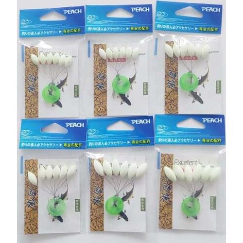 5packs/lot (6 in 1) Luminous Seven Star Fishing Float Oval Beans 11mm/13mm/15mm Foam Buoy Carp Fishing Tackle Accessory B502