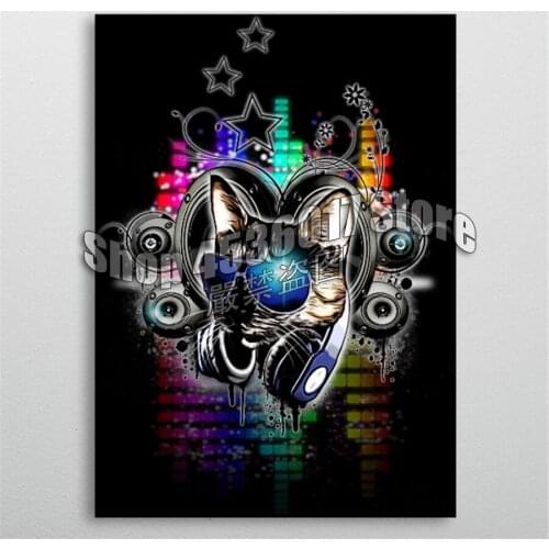 5d Diy Diamond Painting Cross Stitch Diamond Embroidery Drop The Bass Cat Diamond Mosaic Full Gifts Needlework canvas Home Decor