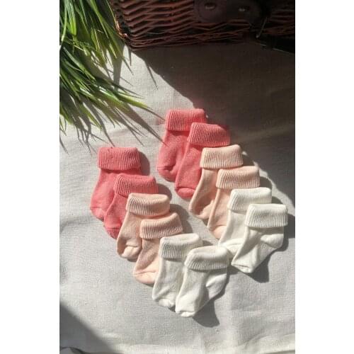6'lı Pack Different Colors Cotton Baby Girl Socks Socket socks White
