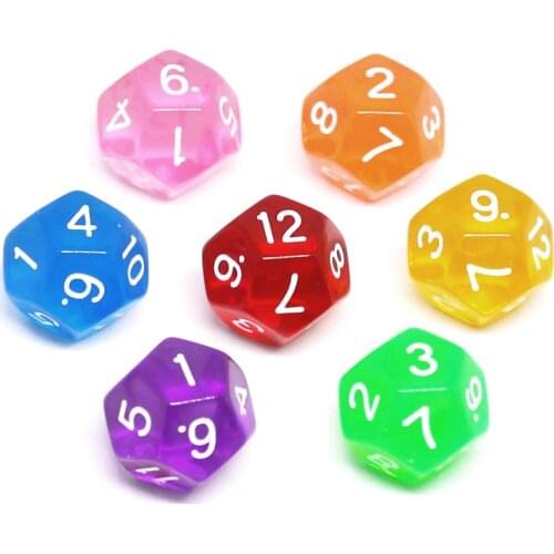 7 pcs/set 12 Sided Transparent Dice Funny Puzzle Game Send Children