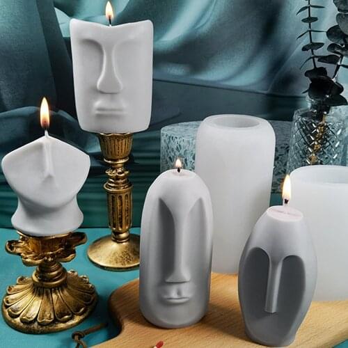 DIY Abstract Human Face Aromatic Candles Mold Silicone UV Resin Soap Molds Handmade Ornaments Candle making Wax Mould Home Decor