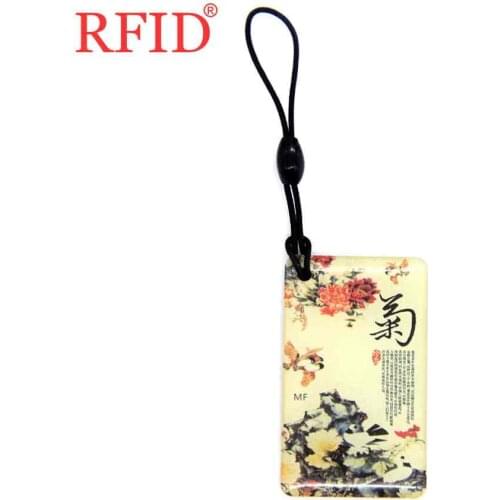 UID S50 1K 13.56Mhz Chrysanthemum Pattern Changeable Rewritable RFID NFC Dropping Glue Keyfob Key Fobs Badge Token Tag 1pcs