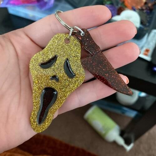 Halloween Skull Ghost Earrings Epoxy Resin Mold Keychain Pendant Silicone Mould DIY Crafts Jewelry Casting Tools