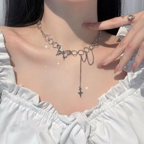 1PC New Simple Punk Butterfly Pendant Necklace Choker Clavicle Chain Women Hip Hop Jewelry Accessories Decor Party Gifts