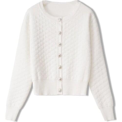 Elegant Women Sweater Kawaii Fashion Style Knitted Cardigan Coat Women Short Sweater Thin Outside Coat Black White Button Jumper