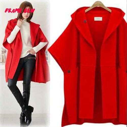 FRAME BEN 2019 Autumn Winter New Womens Casual Trench Oversize Vintage Outwear Loose Bat Sleeved Clothing