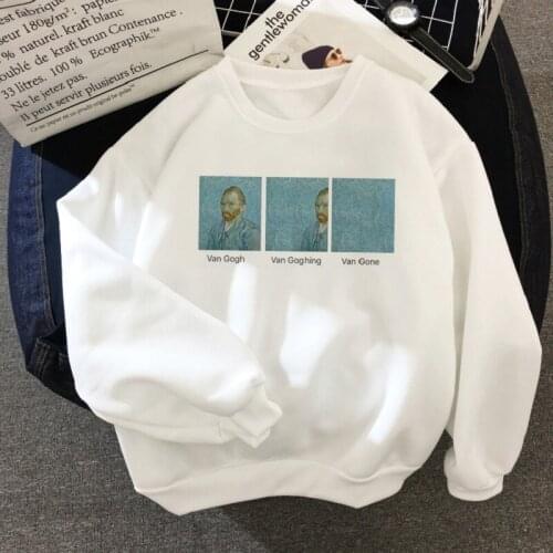 Van Gogh Art Winter New Fashion O-neck Letter Print Sweatshirt Female Ulzzang Long Sleeve Loose Cartoon Fun Casual Sweatshirt