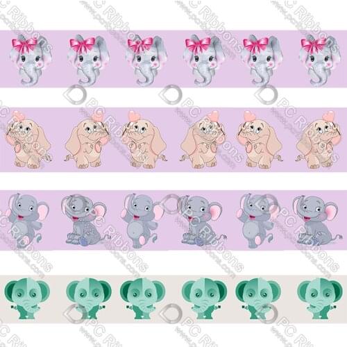 Custom Cartoon cute Elephant printed grosgrain ribbon 50 yards gift wrapping diy bows christmas wedding derections ribbons