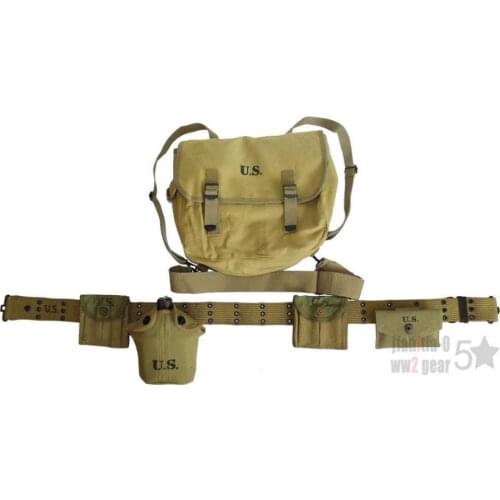 WWII WW2 US ARMY SOLDIER CARBINE MAGAZINE POUCH M36 HAVERSACK CANTEEN M1 FIRST AID MILITARY SOLDIER COMBINATION