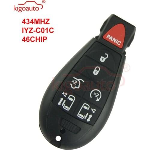 Kigoauto #10 Fobik key remote 6 button with panic 434Mhz IYZ-C01C for Chrysler Town & Country Mini Van