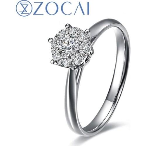 ZOCAI brand 1.5 Carat effect SUMMER STARRY SKY 0.34 CT CERTIFIED H / SI ROUND CUT 18K WHITE GOLD DIAMOND RING W00055