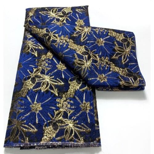 Royal Blue Nigerian Lace Fabric 2021 High Quality Brocade Jacquard Lace for Bridal Materials Nigerian Brocade Fabric For Wedding
