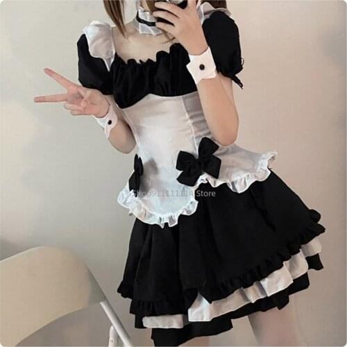Black White Chocolate Maid Cosplay Costume Lolita Bowknot Maid Skirt Miracle Nikki Waitress Party Uniform Halloween Gift