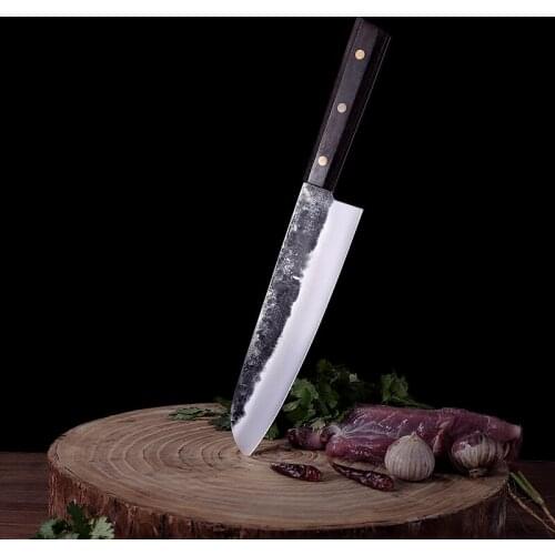 Dengjia Forged 8-Inch Chef Knife Household Kitchen Vegetable Knife Meat Slicer with Hexagonal Wooden Handle