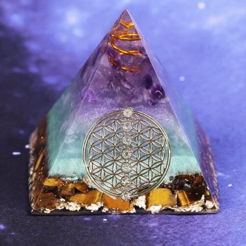 Crystal Amethyst Energy Circle Healing Crystal Reiki Pyramid Chakras Natural Stone Orgone Orgonite Pyramids Fengshui Home Decor