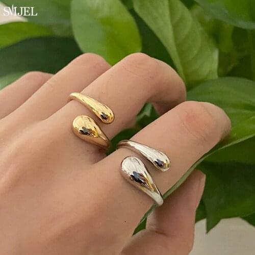 Chunky Gothic Big Bling Adjustable Gold Silver Color Rings For Women Ladies Luxury Water Drop Irregular Geometric Jewelry Gifts