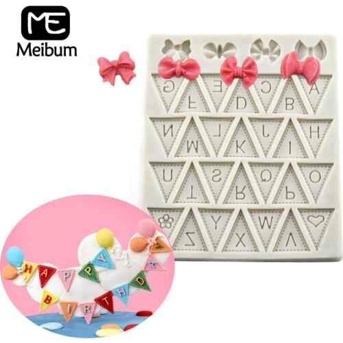 Meibum 26 English Alphabet Silicone Fondant Cake Mold Chocolate Gum Paste Sugar Craft Border Decorating Mould Baking Tools