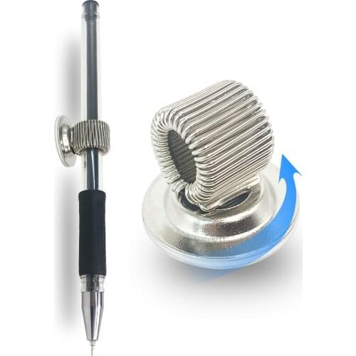 Hot sale Metal Single hole Pen Loop Holder Rotatable Self Adhesive Pen Clip with Spring Loop office supplies