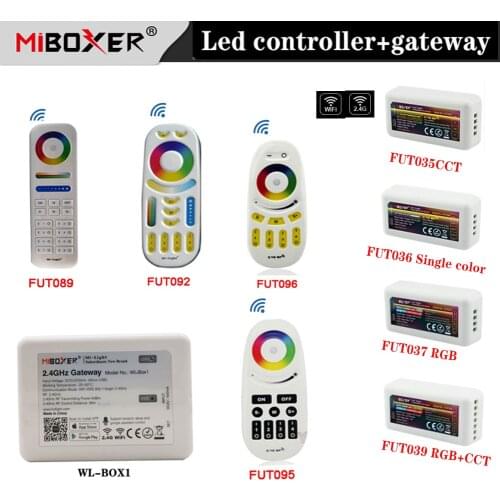MiBOXER 2.4G RF Wireless Remote;single color/CCT/RGB/RGBW/RGB+CCT led strip dimmer controller;WiFi iBox Smart Light iBox1/iBox2
