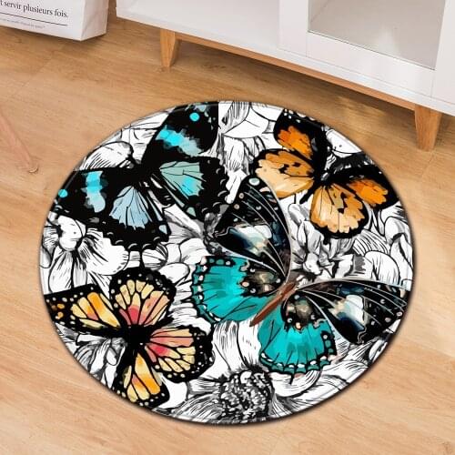 Fashion Chair Mat 3D Printed Leopard Butterfly Starry Sky Round Living Room Carpet Soft Doormat Bedroom Area Rugs Bedside Rug