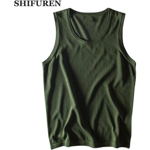 SHIFUREN New Summer Mens Sleeveless Tank Tops O-Neck Causal Breathable Sleeveless Shirts Solid Color Bodybuilding Undershirt