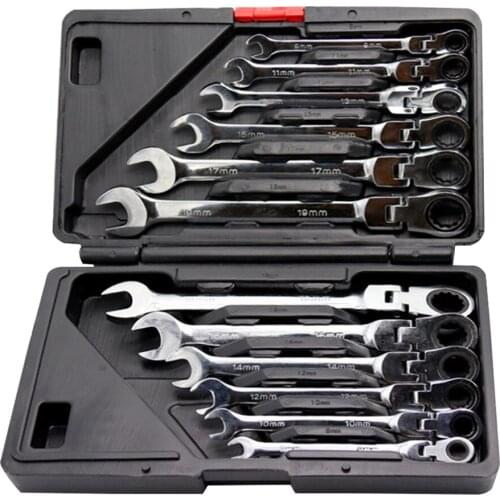 Ratcheting Wrench Set Combination Ended Spanner kit Chrome Vanadium Steel Hand Tools Socket Key Ratchet Wrench set