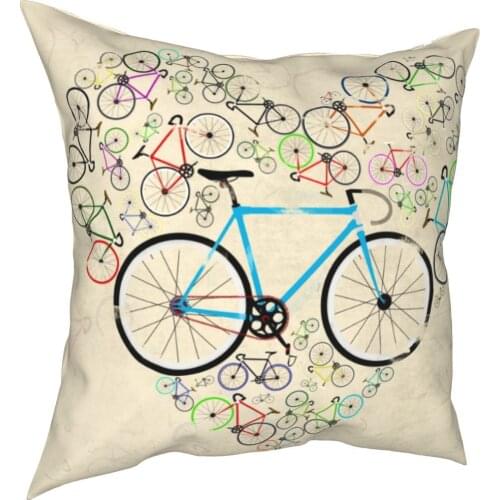 I Love My Bike Pillow Cases France Cycling Cushion Cover Vintage Polyester Decorative Pillowcase for Car 45*45cm
