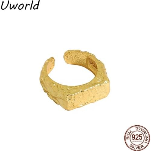 Irregular Face Adjustable Ring Vintage Retro Style S925 Sterling Silver Irregular Bump Texture Ring for Lady