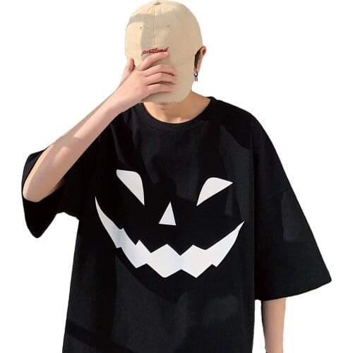 Wholesale Cheap Fashion Stylish Men Plus Size 5XL Loose Little Devil Printed Short Sleeve T-shirt