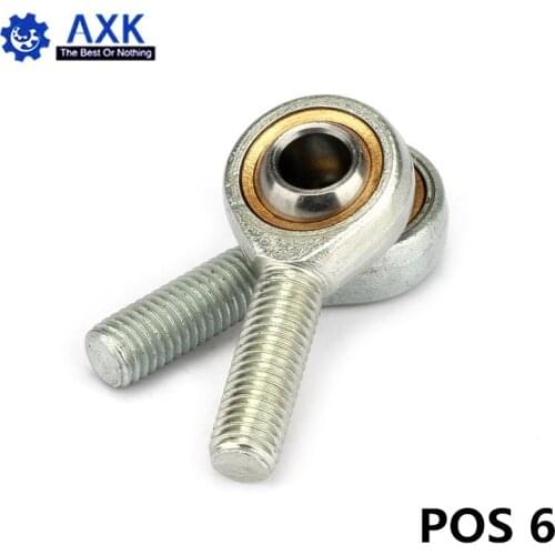 POS6 Free shipping POS6 6mm10pcs right hand Inlaid line rod ends with male thread Spherical plain bearing