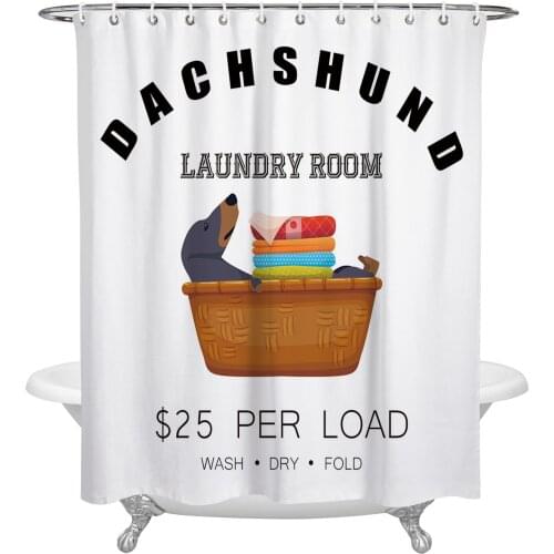 Laundry Animal Dog Dachshund Waterproof Polyester Shower Curtain Bathroom Supplies Decor Curtain Fabric Shower Curtain