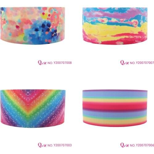 Q&N ribbon 16mm ~ 75mm Tie dye 50yard Ribbons Gift Box With Logo DIY Sewing /FOE Free Shipping