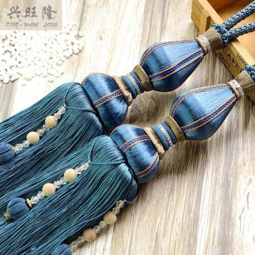 XWL 1 Pair Silk Tassel Beads Decor Curtain Hanging Balls Fringe Tiebacks Lashing Bandage Curtain Accessories Bind Belts Decor