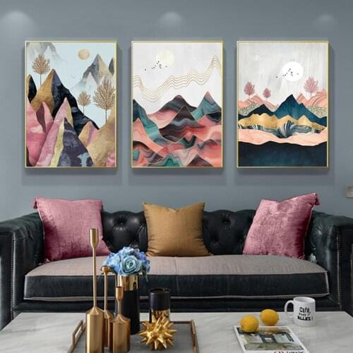 Modern Abstract Mountain Poster Natural Landscape Wall Art Canvas Painting Nordic Print Wall Pictures for Living room Decoration
