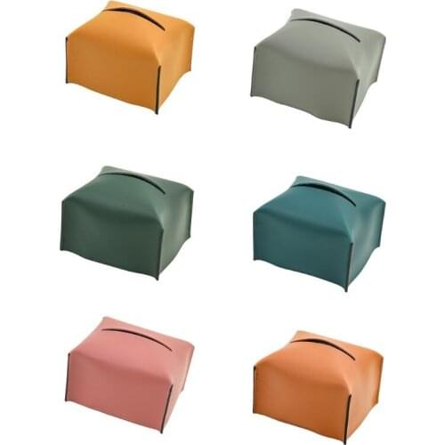 Modern PU Leather Square Tissue Box Holder for Home Office Car LX9F