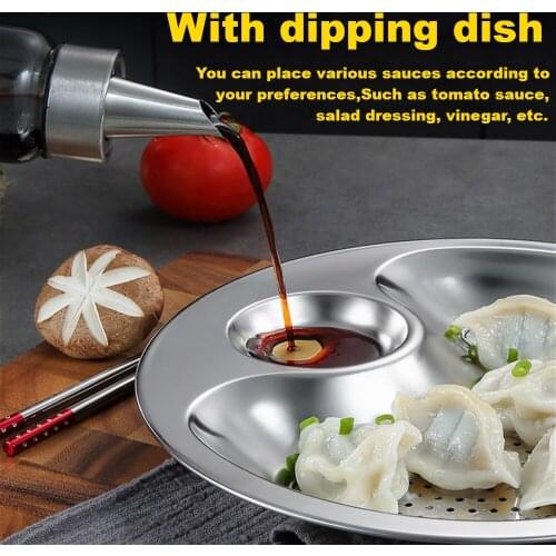 Thick Stainless Steel Vinegar Dish Dumpling Plate Drain Double Tray Fruit Tray Serving Platter Portion Dish Kitchen Tool