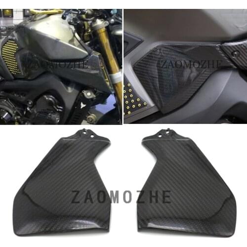 ZAOMOZHE MT 09 FZ 09 Real Carbon Fiber Gas Tank Side Cover Trim Fairing For YAMAHA MT-09 FZ-09 MT09 FZ09 2014 2015 2016 2017