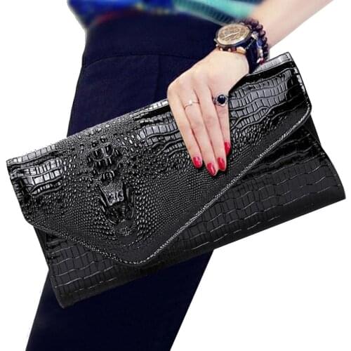 Wallet women clutch bag High quality crocodile handbag black envelope female long wallets luxury brand bags