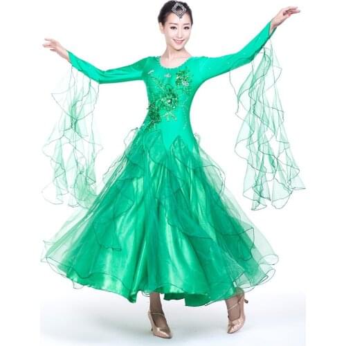 Adults Standard Ballroom Dress 2018 Modern Waltz Ballroom Dance Competition Dresses For Women Standard Dance Dress Fluffy Skirt