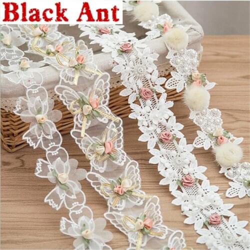 1 Yard Embroidery Flower Beaded Lace Sheer Curtain Applique Lace Handmade DIY Patches Home Textile Curtain Accessories CP-JD864