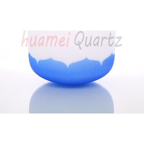 10 inch color lotus with chakra logo frosted quartz crystal singing bowl
