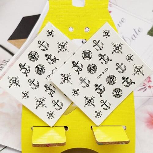 2pc Stickers for Nails Compass Anchor Design Nail Art Decorations Manicure Decor Watercolor Nail Decal Stickers Accessoires